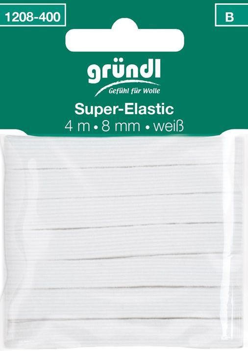 GRÜNDL Gummiband ”Super-Elastic” 4 m x 8 mm weiß