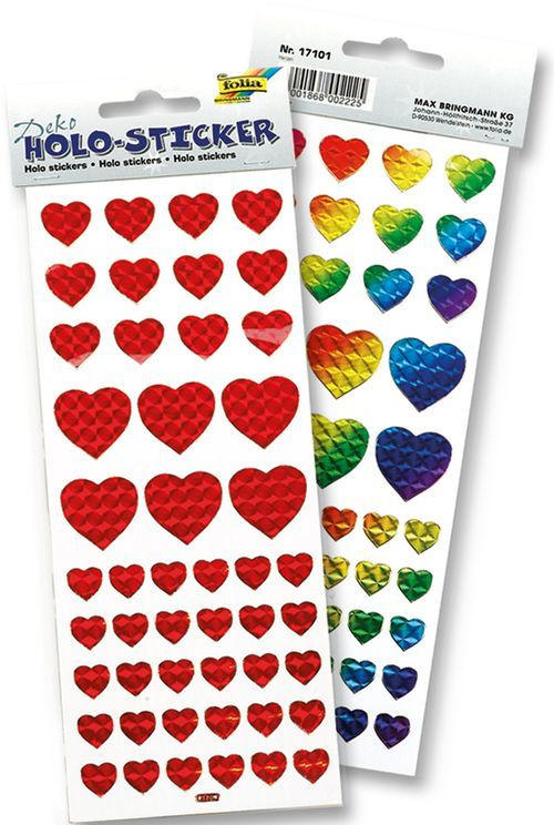 FOLIA Holo-Sticker ”Herzen” 2 x 48 Stück