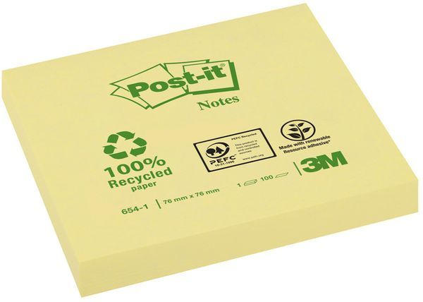 POST-IT Haftnotizen Recycling 100 Blatt gelb