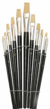 PAGRO DISKONT Flachpinsel-Set für Acrylfarben 11 Teile schwarz