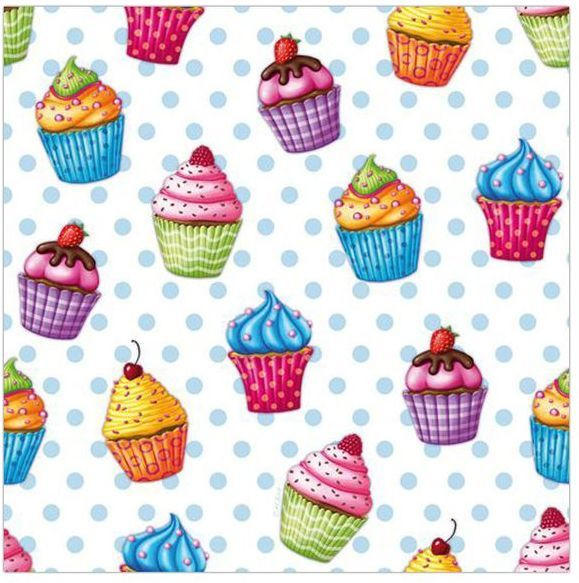 PAPSTAR Servietten ”Cupcakes” 20 Stück 1/4-Falz 33 x 33 cm