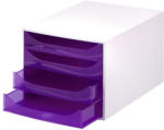 PAGRO DISKONT Schubladenbox mit 4 Laden grau/violett
