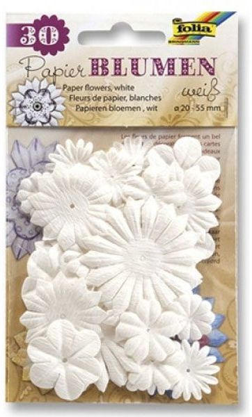 FOLIA Papierblumen 30 Stück weiß