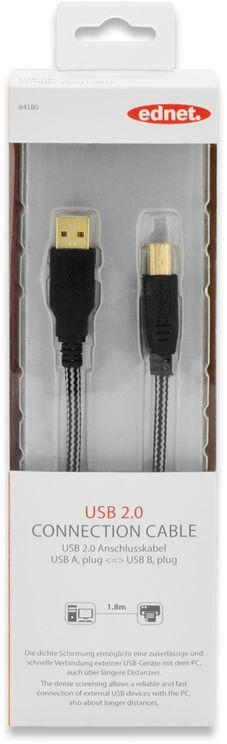 EDNET Verbindungskabel mit USB 2.0 ”A ST/B ST” 1,8 m