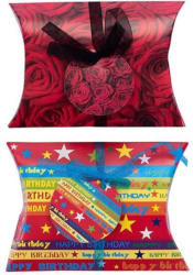 Kissenschachtel ”Happy Birthday und Rose” mit Band 2er Pack