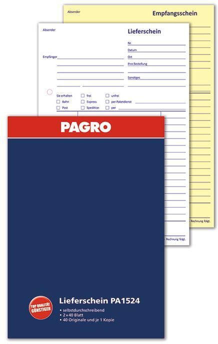 PAGRO Lieferscheinbuch A5 2 x 40 Blatt