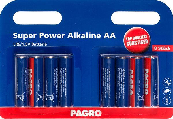 PAGRO Batterie ”Super Power Alkaline AA” 8 Stück