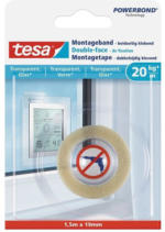 Pagro TESA doppelseitiges Montageband für Glas 1,5 m x 19 mm transparent
