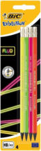 PAGRO DISKONT BIC Bleistifte ”Evolution Fluo” mit Radierer 4 Stück bunt