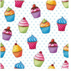 PAPSTAR Servietten ”Cupcakes” 20 Stück 1/4-Falz 25 cm x 25 cm