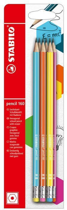 STABILO Bleistift mit Radierer "pencil 160" Härtegrad HB 6er Pack