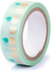 Washi Tape ”Ananas” 15 mm x 5 m mit Metallic-Effekt mintgrün