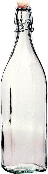 BORMIOLI ROCCO Glasflasche ”Swing” mit Bügelverschluss 4-Kant 1 Liter