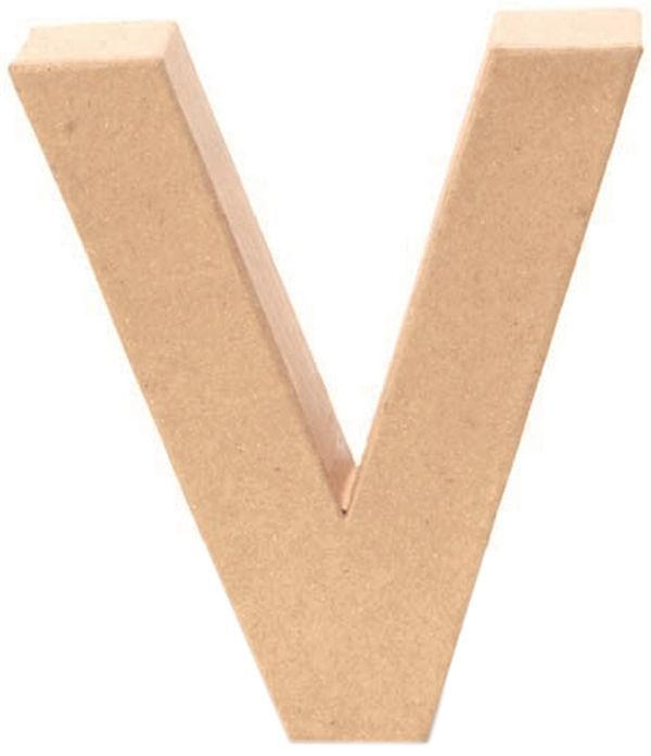 Papp-Buchstabe ”V” 17,5 cm natur