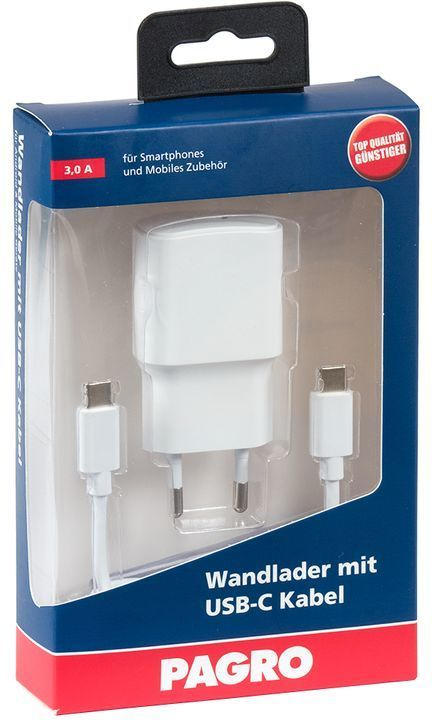 PAGRO Wandlader mit USB-C Kabel weiß