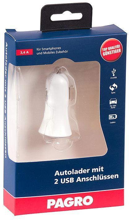 PAGRO Autolader mit 2 USB Anschlüssen weiß