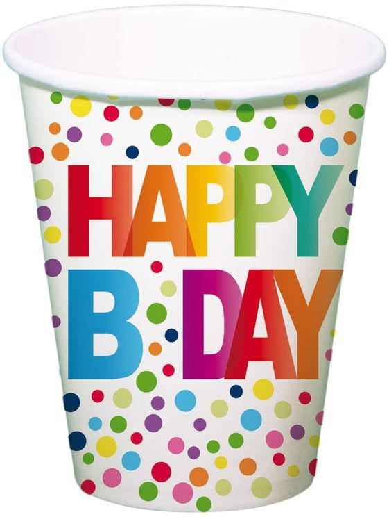 FOLAT Trinkbecher ”Happy Birthday” 8 Stück 250 ml bunt