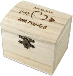 Schatzkiste ”Mr & Mrs - Just Married” aus Holz braun