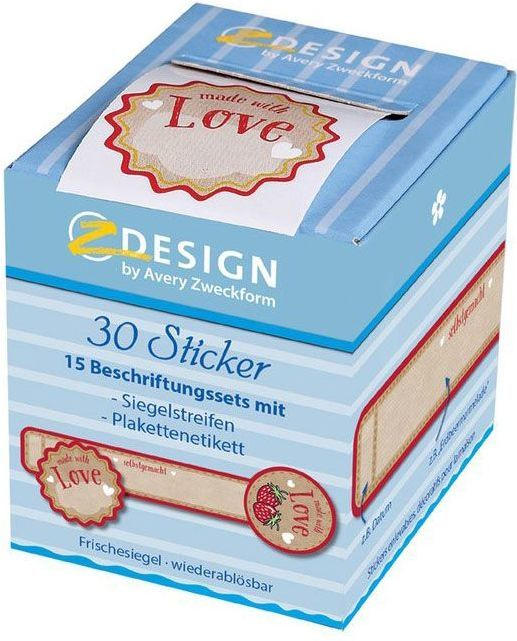 AVERY Zweckform Frischesiegel Rollensticker 30 Stk. ”Made with love” braun