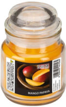 PAGRO DISKONT Kerze im Bonbonglas ”Mango-Papaya” Ø 6,3 cm H: 8,5 cm orange