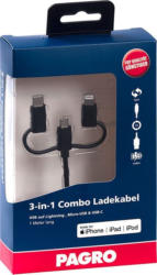 PAGRO 3-in-1 Lightning/Micro-USB/USB-C Kabel 1 m schwarz