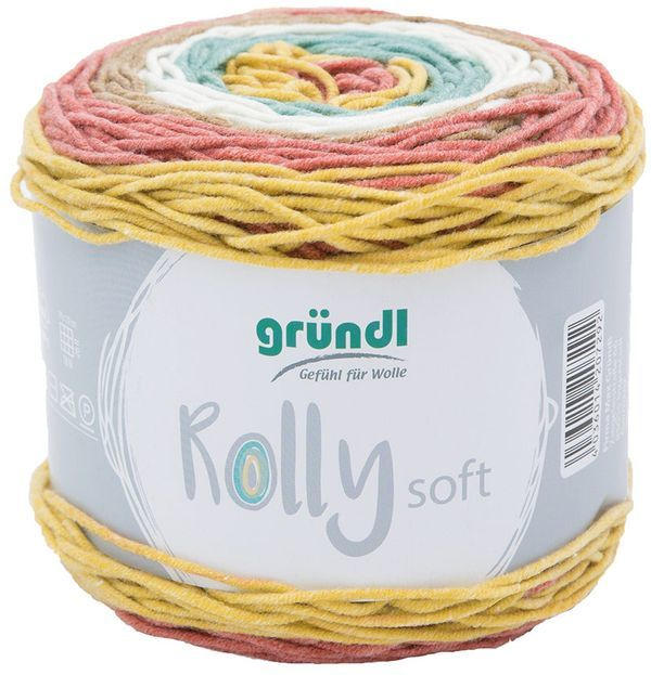 GRÜNDL Wolle ”Rolly Uni Soft” 100g gelb/koralle/braun/weiß