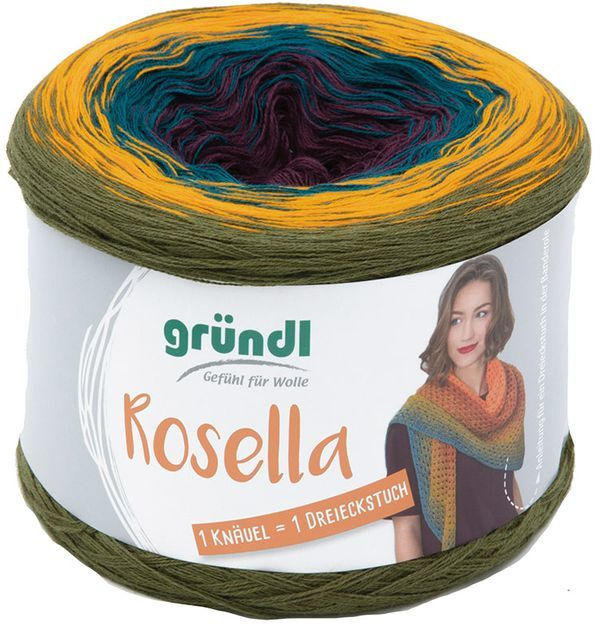 GRÜNDL Wolle ”Rosella” 200g burgund/blau/gelb/grün