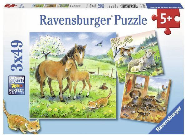 RAVENSBURGER Puzzle ”Kuschelzeit” 3 x 49 Teile