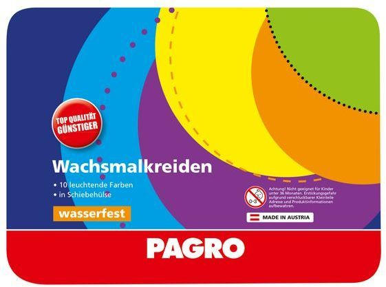 PAGRO Wachsmalkreiden wasserfest 10 Farben