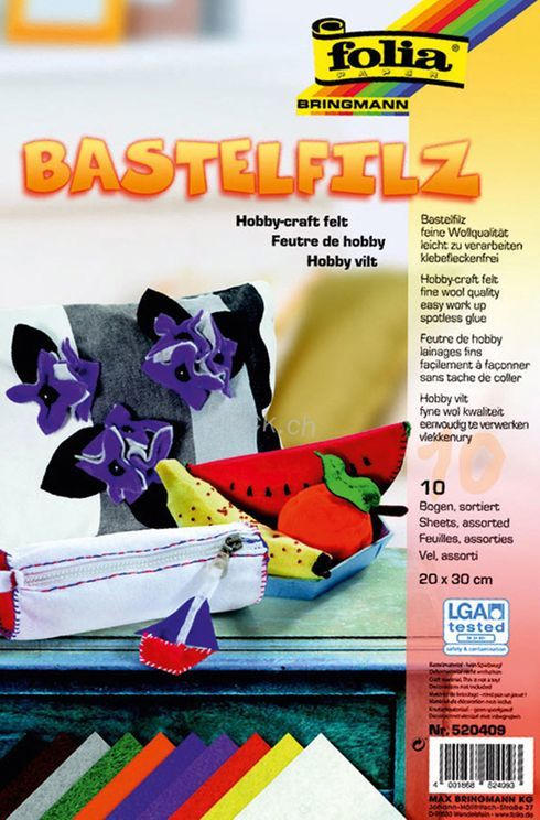 FOLIA Bastelfilz 10 Bögen 20 x 30 cm mehrere Farben