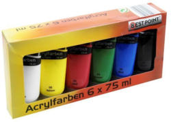 BESTPOINT Acrylfarben 6 Stück je 75 ml