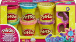 PLAY-DOH Glitzerknete mit 2 Ausstechförmchen 6 Stück verschiedene Farben