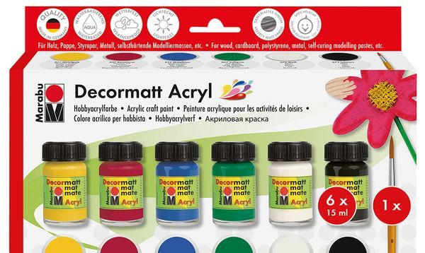 MARABU Acrylfarben ”Decormatt” Starter-Set 6 x 15 ml mehrere Farben