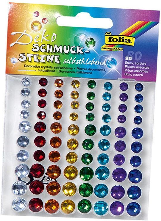 FOLIA Schmuck-Steine ”Crystal Rainbow” selbstklebend 80 Stück