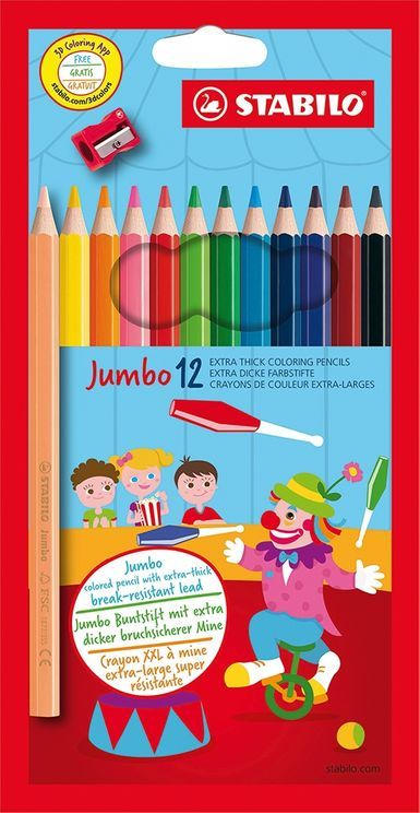 STABILO Dicker Buntstift "Jumbo" 12er Pack inklusive Spitzer