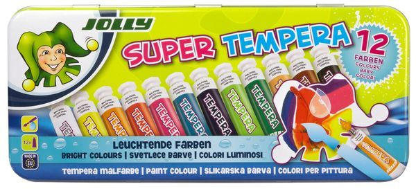 JOLLY Malfarben ”Super Tempera” 12 Farben je 7,5 ml