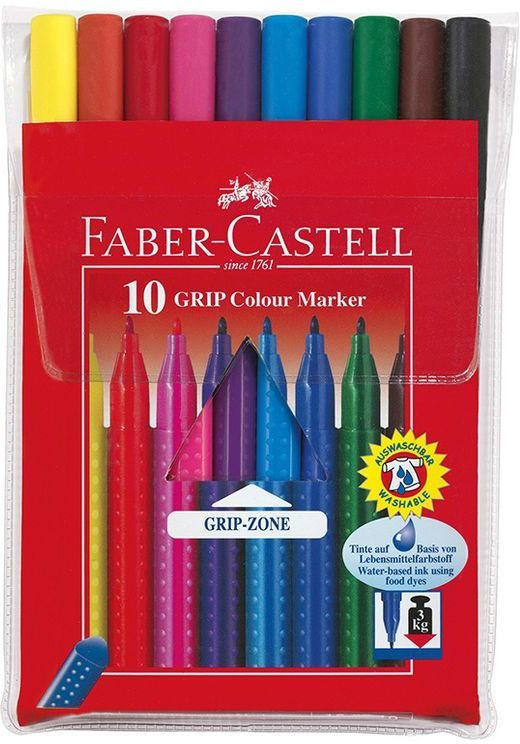 FABER-CASTELL Fasermaler ”GRIP Colour” 10 Stück mehrere Farben