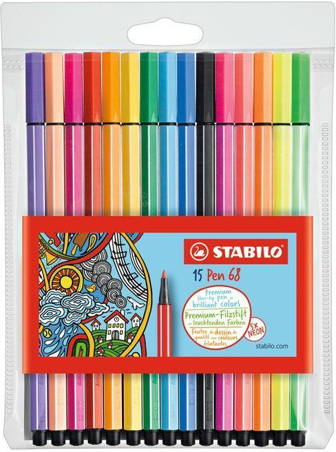 STABILO Filzstift "Pen 68" 15er Pack inkl. Leuchtfarben