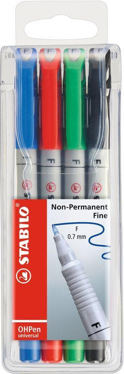 STABILO Folienstift "OHPen universal" wasserlöslich fein 4er Pack