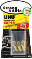 UHU Mini-Alleskleber ”Super Strong & Safe” 3 Stück 1 g