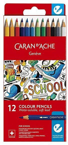 CARAN D'ACHE Buntstifte wasservermalbar 12 Farben