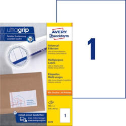 AVERY Zweckform Univ. Etiketten 100 Bl. ”3478” A4 21 x 29,7 cm weiss