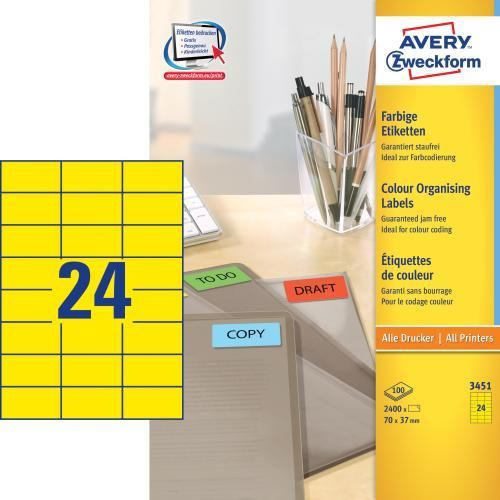 AVERY Zweckform Univ. Etiketten 100 Bl. ”3451” 70 x 37 mm gelb