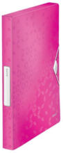 PAGRO DISKONT LEITZ Heftbox mit Gummizug ”WOW” A4 pink