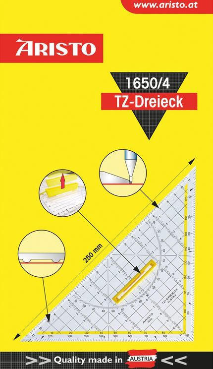ARISTO TZ-Dreieck ”1650/4” mit Griff 25 cm transparent