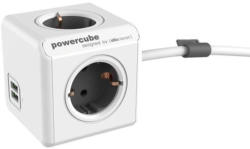 Steckdosenwürfel ”PowerCube” mit 4 Steckplätzen und 2 USB-Anschlüssen weiß/grau