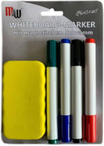 PAGRO DISKONT Whiteboardmarker-Set mit Schwamm 4 Stück mehrere Farben