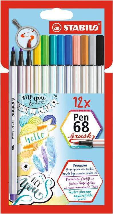 STABILO Filzstift mit Pinselspitze "Pen 68 brush" 12er Pack