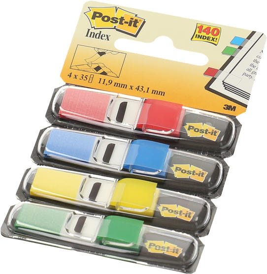 POST-IT Index Mini 11,9 x 43,2 mm 4 x 35 Blatt mehrere Farben