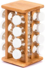 PAGRO DISKONT Gewürzkarussell mit 16 Gläser aus Bambus